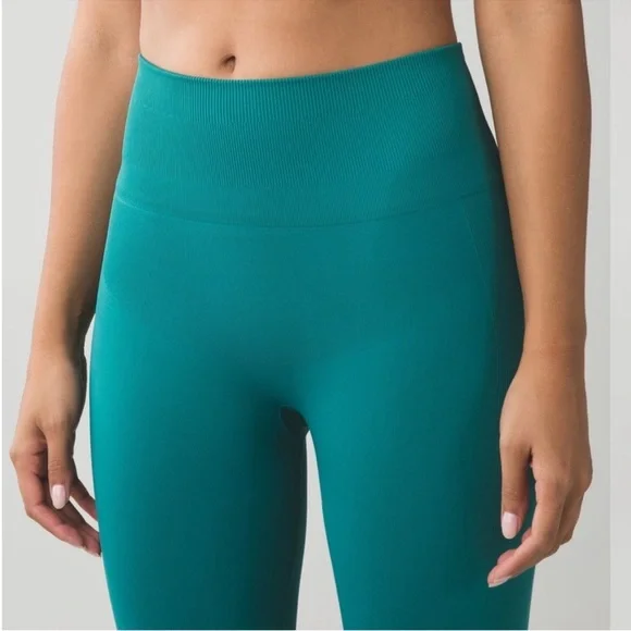Lululemon Athletica Zone In High Rise High Waisted Forage Teal Leggings Tights 4 - Picture 5 of 9